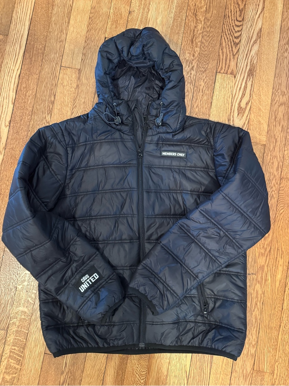 Members Only Navy Quilted Packable Hooded Puffer Jacket